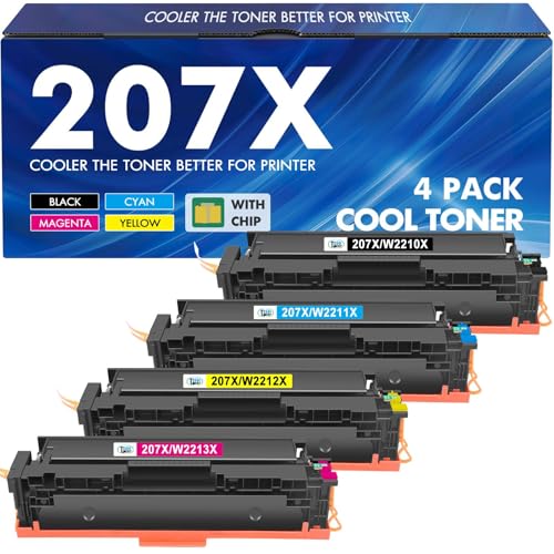 207X 207A MFP M283fdw Toner: Kompatibel für HP 207X 207A Mit Chip für HP Color Laserjet Pro MFP M283fdw Toner Schwarz M255dw M282nw M283fdn M283 M282 M255 W2210A W2210X W2211X W2212X W2213X 4-Pack