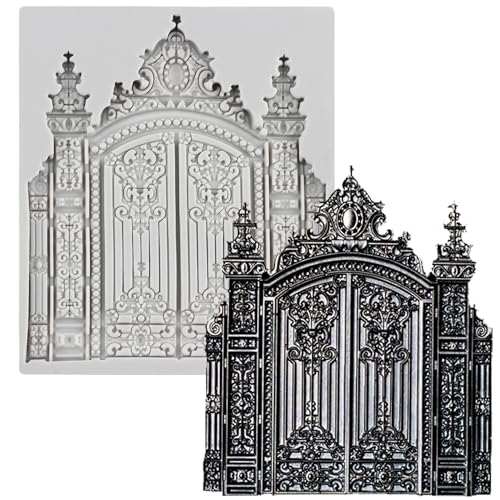 MINFEIDMS Silikonformen Für Burgtor, Burg-Fondantform Zum Dekorieren Von Kuchen, Cupcake-Topper, Schokolade, Blütenpaste, Süßigkeiten, Polymer-Ton
