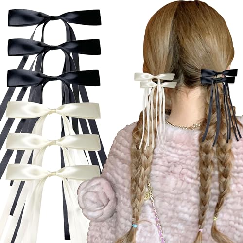 JeVenis 6 Stück Schwarz Bow Hair Clip Schleifen Haarspange Haarspange Schleife Für Damen Rote Schleife Haare