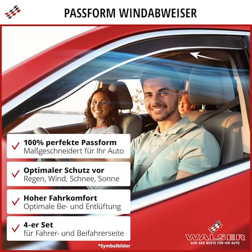 Walser Premium Auto Windabweiser für VW Passat B7/B7 Variant 2010-2015, VW Passat B6/B6 Variant 2005-2011, Passform Regenabweiser Set für Fahrer- und Beifahrerseite, Auto Windabweiser 2 STK.