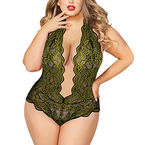 Reizwäsche Für Sex Damen Mollig Frauen Dessous Mini Offener Babydoll V-Ausschnitt Push Up Spitze Ouvert Lingerie Nachtwäsche Reizwäsche Reizvolle Höhe Taille Teddy Netz Clubwear Unterwäsche