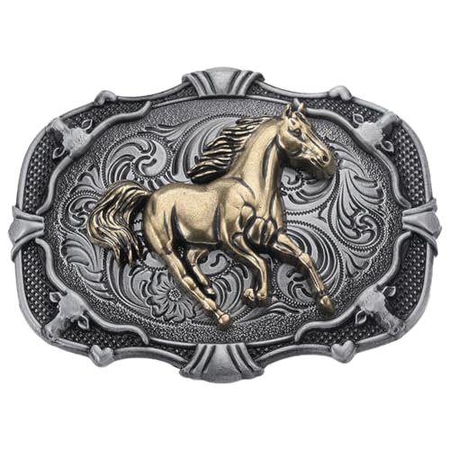 GORGECRAFT Pferde-Gürtelschnallen Für Herren Western-Cowboy 84 × 64mm Antike Goldene Gürtelschnallen Für Laufende Pferde Vintage-Stil Für Herren Amerikanischer Western-Cowboy Elemente Für gürtel