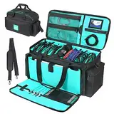 OUKNAK DJ Gig Bag, DJ Tasche DJ Kabel Datei Tasche DJ Gear Storage Organizer mit Abnehmbarer Gepolsterter Unterseite und Teilern, Reise Gig Bag für Kabel Sound Equipment Musiker Zubehör (Blau)