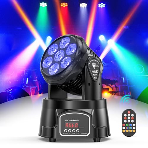 UKing 7X15W Mini Moving Head LED dmx512 RGBW Lichteffekte 5 Steuerungsmodus DJ Disco Licht mit Fernbedienung Strobe Beleuchtung Effekt für Party Disco Ballsaal Stab Stadium Club