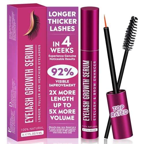 Wimpernserum Ohne Hormone, Lash Serum - Wimpernwachstumsserum, Natürliches Wimpernserum mit Augenbrauenbürste, für Pflege Gebrochene Wimpern, Schnelleres Wimpernwachstum (5 ml)