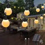 Tacobey Solar Lichterkette Außen Warmweiß Mit 20 G40 Glühbirnen - 10M 100 LED Solar Lichterkette Aussen Garten, USB Aufladbar, 8 Mode, Wetterfest, für Outdoor Garten Terrasse Balkon Deko