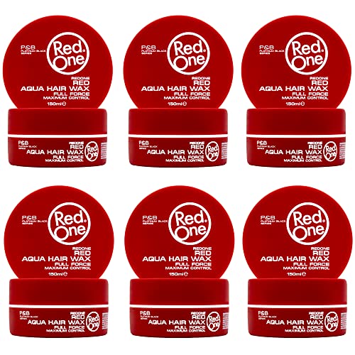 RedOne Aquatisches Haarwachs Rot 150ml | Kantenkontrolle | Ultra-Halt | Haarwachs für Männer und Frauen | Erdbeerduft | Maximale Kontrolle | 6 Stück