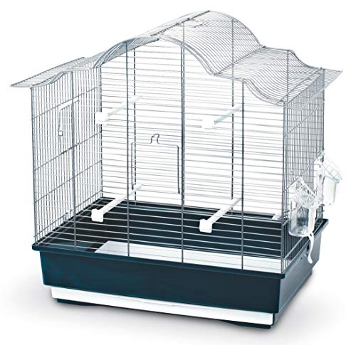 Kerbl Vogelkäfig Gabbia Sophia (L x B x H 55,5 x 33,5 x 56,5 cm, Farbe dunkelblau, mit Stangen und Näpfen) 82914