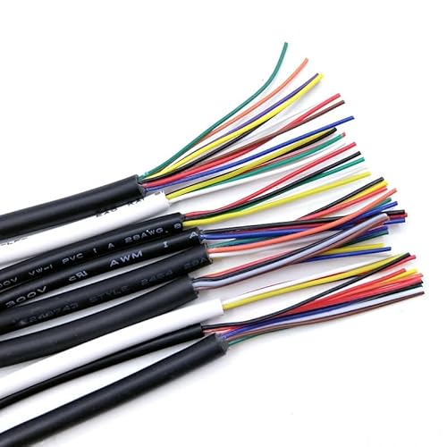 5M ummanteltes Kupferkabel 30AWG - 14AWG Schwarz Weiß 2 3 4 5 6 7 8 10 Adern Weiche USB-Leitung Elektrische Audiosteuerdrähte UL2464(White 30AWG,5M_6CORES)