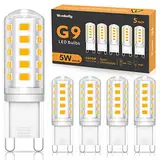 Wonkelly G9 LED Lampen Warmweiß, 5W, 500LM, 3000K, Ersatz für 50W Halogenlampe, G9 LED Leuchtmittel, Nicht dimmbar, Kein Flimmern, 360° Abstrahlwinkel, AC 220-240V, Energiesparende Glühbirne-5 Stück