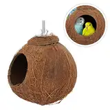 PATKAW 1stk Kokosnussschalen-vogelnest Versteck Für Vögel Reptilienverstecke Aus Kokosnuss Vogelkäfig Vogelhaus Aus Kokosnussschalen Natürliche Vögel Hängematte Rostfreier Stahl Papagei