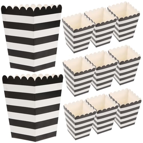GLEAVI 24Stücke Popcornboxen aus Papier mit Gestreiftem Design für Partys Kinos und Snackgeschäfte Snackbehälter für Popcorn Süßigkeiten