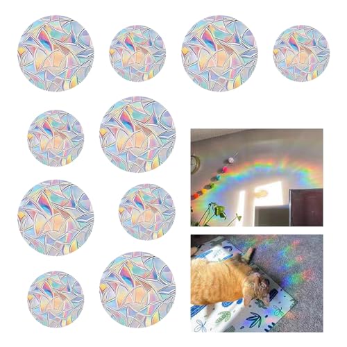 10 Prisma Sonnenfänger Fenster,Suncatcher Sticker,Fensteraufkleber,Fenster Aufkleber Regenbogen,Vogelschutz für Window,Rainbow Fenstersticker Stickers,Vogel Anti Folie,Fensterbilder Sun Anti-Kollision