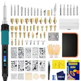 Brandmalerei Lötkolben Set 113PCS Lötset - Brandmalkolben Set 60W Einstellbare Temperatur 200-450°C Griff mit Verbrühungsschutz für Holz Leder Gravieren DIY Kunst Schweißen Skulptur Holzbrandmalerei