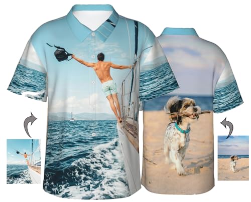 MEDUOLA Herren Personalisierte Maßgeschneiderte Hemden, Hawaii Hemden, Strandhemden, Foto-Druck Hemden - Leichtes, Sommerliches Polyester Shirt mit Button One Size,Stil AB