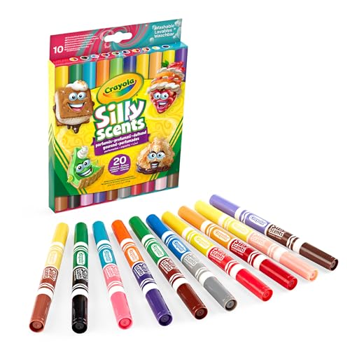 Crayola - Silly Scents, abwaschbare Duft-Filzstifte mit Maxi-Doppelspitze, 10er-Pack, 20 Farben und 20 Düfte, für Schule und Freizeit, ab 3 Jahren, 58-8344