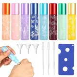 8 Stück Roll on Flasche Leer mit Edelstahl Roller Ball, 10ml Glasflaschen für Ätherische Öle, Ätherische Öle Roller Flaschen mit Öffner Tropfer Trichter für Ätherisches Öl Parfüm Massage