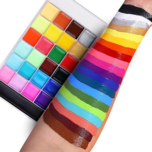 Lictin Face Bodypainting Farben Set 26 Wasserlösliche Farbe, Karnevalsschminke Kinderschminke Set Körperfarben Set,Theaterschminke Tattoo Farbe Palette