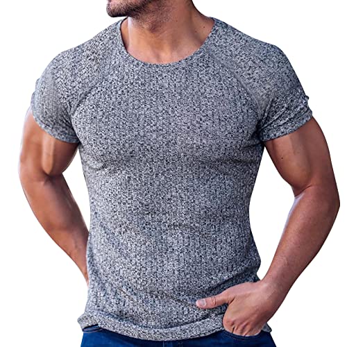 Golatcr Herren Sommer T-Shirt Rundhals-Ausschnitt Slim Fit Moderner Männer T-Shirt O-Neck/V-Neck Sweatshirt Kurzarm Outdoor Tshirt Herren Herren Shirt Rot Weiss Tshirt Herren V Ausschnitt Blau