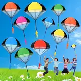 NCKIHRKK 12 Stück Fallschirmspringer Spielzeug, Fallschirm Kinder, Hand Werfen Flugspielzeug für, Mitgebsel Kindergeburtstag Gastgeschenke, Grün, Gelb, Orange, Blau, Rot, Rosa