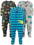 Simple Joys by Carter's Jungen 3-Pack Loose Fit Flame Resistant Polyester Jersey Footed Pajamas Pajama-Sets, Blau Alligator/Dunkelgrau Fun-Food/Grau Lkws, 5 Jahre (3er Pack)