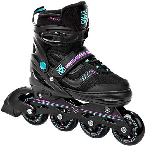 Raven Verstellbare Inline Skates Drill optional als 2in1 - Kugellager Carbon Abec7 - DSAS - Double-Shock-Absorbing-System - Doppelter Schaum - Double-Vent-System (Mint/Pink, 38-42 ohne Kufen)