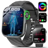 2025 Neu Smartwatch EKG+HRV/BMI/Harnsäure/ΒΙυtｚυcker/Herren Damen, 1.97'' AMOLED Gesundheitsuhr mit Telefonfunktion, 24H Herzfrequenz/SPO2/Blutdruck Schlafmonitor/SOS-Notruf Fitnessuhr für Android/iOS