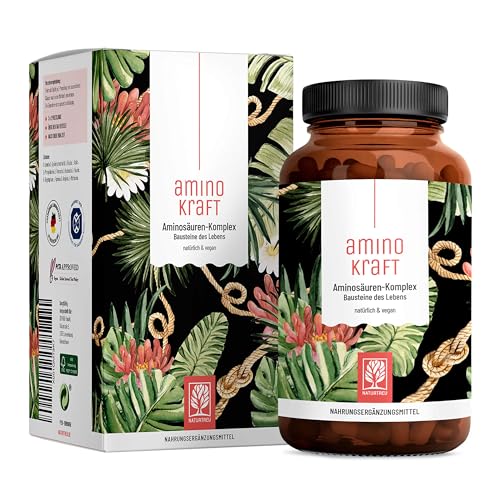 Aminosäuren Komplex hochdosiert - 180 vegane Amino Tabletten mit je 1000 mg pro Tagesdosis mit 12 verschiedenen Aminosäuren - EAA Pattern Presslinge von NATURTREU