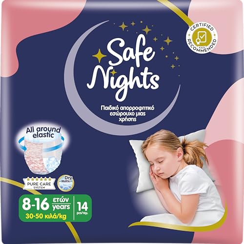 Babylino Safe Nights Girl, saugfähige Höschen für die Nacht für Mädchen von 8-16 Jahren (30-50 kg), 14 Stück