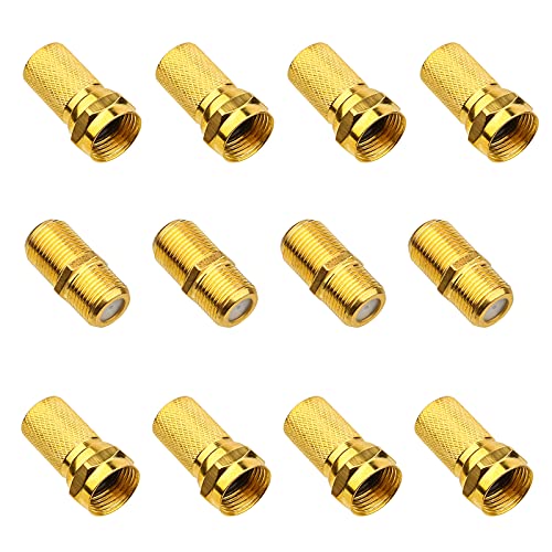 4 Paare Vergoldet F-Stecker Set - 8x7mm F-Stecker & 4xSAT Adapter Verbinder F-Buchse auf Koax Stecker Verbinder Koaxialkabel verlängern, Breite Mutter mit Gummidichtung für Sat Kabel BK Anlagen