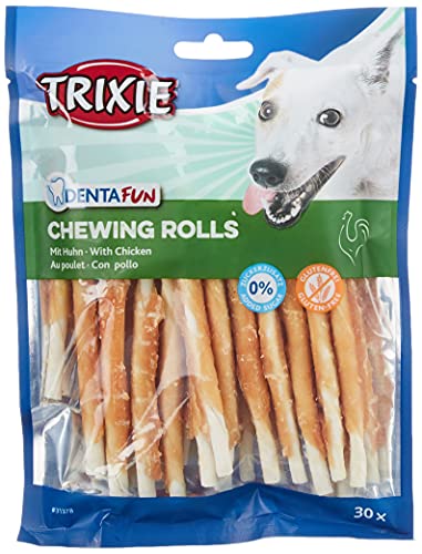 TRIXIE glutenfreie Hühnchen Kaurolle "Denta Fun Chicken Chewing Rolls, 12 cm, 30 St./240 g" - 31378