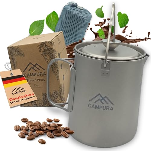 Campura Titan French Press Topf - 750ml Präzisionsfilter, Leicht & Kompakt, Outdoor Kaffeekocher, Camping French Press