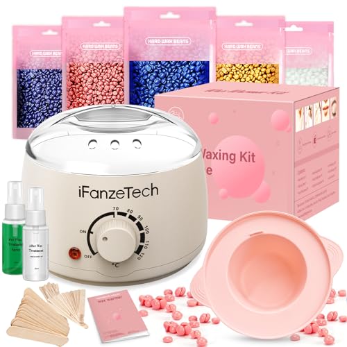 Waxing set für Gesicht Beine Ganzkörper: iFanzeTech Schmerzlos Waxing kit, Wachswärmer Wachsmaschine zur Haarentfernung mit 500g Waxing Perlen für Frauen Herren