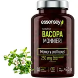 ESSENSEY - Brahmi I 250 mg I 90 Kapseln I 50% Bacoside I Bacopa-monnieri-Extrakt I Für Vegetarier I 90 Tagesdosen