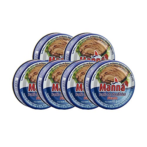 Manná Paté de Sardinha Picante - Scharfe Sardinenpastete aus Portuga, 6er Pack (6 x 65g)