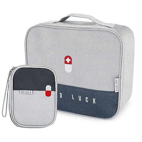 BBjinronjy Reiseapotheke Tasche Leer Medikamententasche Reise,2-teiliges Taschen-Erste-Hilfe-Set, tragbare Medizintaschen für Reisen, Camping und Wandern, leicht (groß und klein)