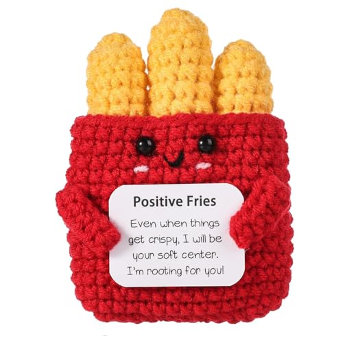 Lustige Positive Kartoffel-Pommes Geschenke,Handgemachte Emotional Support Plant Unterstützung P-Karte,Kreative Inspirierende Strickpuppe,Pocket Hug,Sorgenpuppe,Motivationsgeschenk für Kinder,Freunde