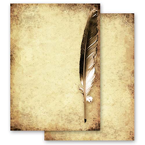 20 Blatt Briefpapier Antik & History FEDER AUF ALTEM PAPIER - DIN A4 Format - Paper-Media
