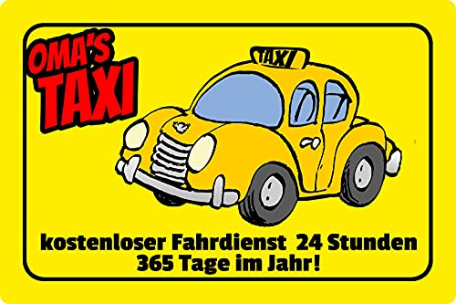 Blechschild 20x30cm gewölbt Oma´s Taxi kostenloser Fahrdienst Oma Deko Schild