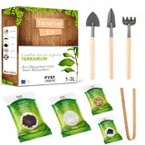 Flaschengarten Komplettset zum Schaffen EIN Ökosystem im Glas - Terrarium Starter Kit zum Anlegen EIN Biotop im Glas - Kit Terrarium mit Garten Werkzeug, Moos, Erde, Steinen (M)