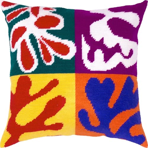 Brvsk Panel mit Maske, Gobelinstick-Set mit bedruckter Tapisserie-Leinwand (40 × 40 cm) – Nadelspitzen-Kissen für kreative Heimdekoration – Handarbeitsset für erwachsene Anfänger