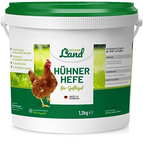 HÜHNER Land Hühnerhefe, Bierhefe Hühner & Geflügel 1,2kg I Futterergänzung für Hühnerfutter, Natürliche B-Vitaminen, Mineralien, Spurenelemente & Aminosäuren, Ohne Zusätze