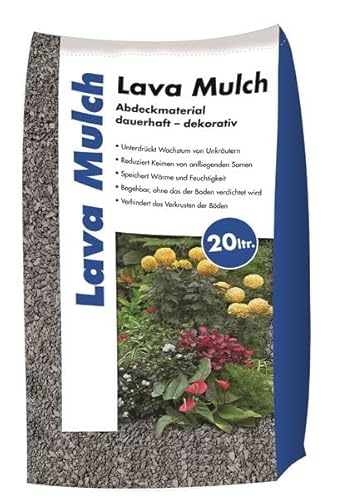 Hamann Lava-Mulch Anthrazit 16-32 mm 20 l - Abdeckmaterial dauerhaft dekorativ, Wegebau und GartenGestaltung, Bodenverbesserung, Verfüllmaterial,