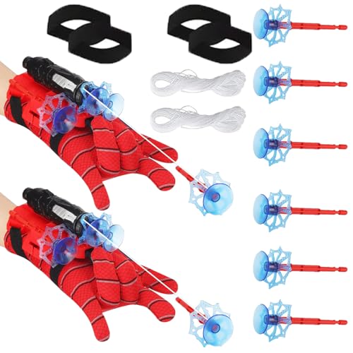 AMSNINK Spider-Man Spielzeug Set mit Netzwerfer und Handschuhen für Kinder ab 4 Jahre - Superhelden Cosplay Kit mit Web Shooter, Saugnapf-Darts und Zubehör, Ideales Outdoor Spielzeug ab 7 Jahre Jungen