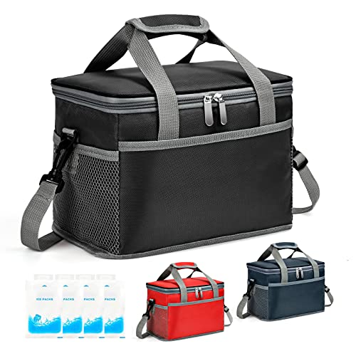 Mizijia Kühltasche Klein 8.5L, Picknicktasche, Lunch Tasche Faltbar, Kleine Kühltasche für Unterwegs, Thermotasche mit Verstellbaren Schultergurten - für Festivals, Zum Grillen, Camping usw （Schwarz）