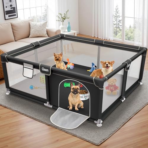 127x127x66 cm Welpengehege Mit Tür, Hundespielgehege Für Welpen Oder Kleine Hunde, Stabiles Sicherheitszaungehege Mit Dickem Stoff, Robustem Nylonnetz, Maschinenwaschbar