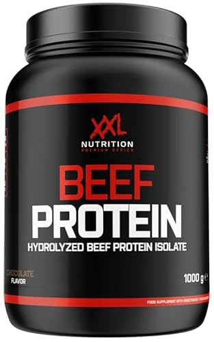 XXL Nutrition - Beef Protein Pulver - Laktosefrei, 92,1% Proteinanteil, Rinder Proteine, Hydrolysiertes Eiweiß - Schokolade - 1000 Gramm