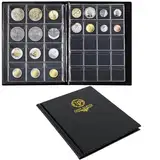 Uncle Paul Münzalbum mit 160 Fächern – 10 Blatt Münzhalter in verschiedenen Größen, 45 x 43/33 x 33 mm, Sammelgitter für Pfund-Pence-Cents (schwarz) CS48160BK