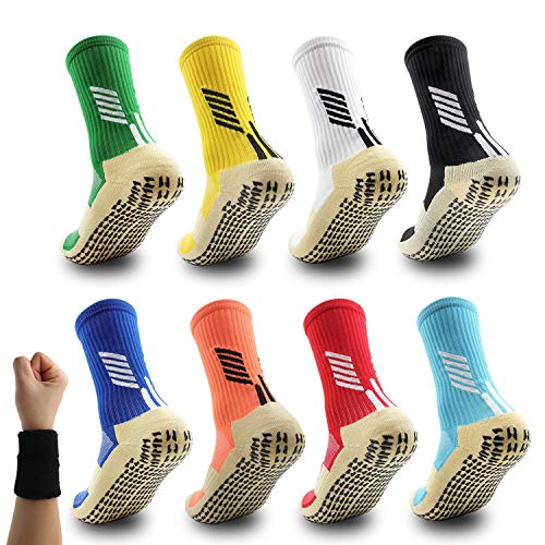 Dee Plus 2 Paar Anti-Rutsch Sportsocken mit Noppensohle für Fußball, Basketball, Yoga, Fitness, Pilates | Rutschfeste Socken Damen Herren als Barfußschuhe Indoor/Outdoor | 11 Farben