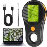 Handy-Mikroskop für Kinder, Ashfly 2,0" IPS-Bildschirm 200X tragbares Taschenmikroskop, 3 Stufen einstellbar LED Lights USB-Anschluss an PC, Mini-Mikroskop draussen-Schwarz(Bildungsgeschenk)